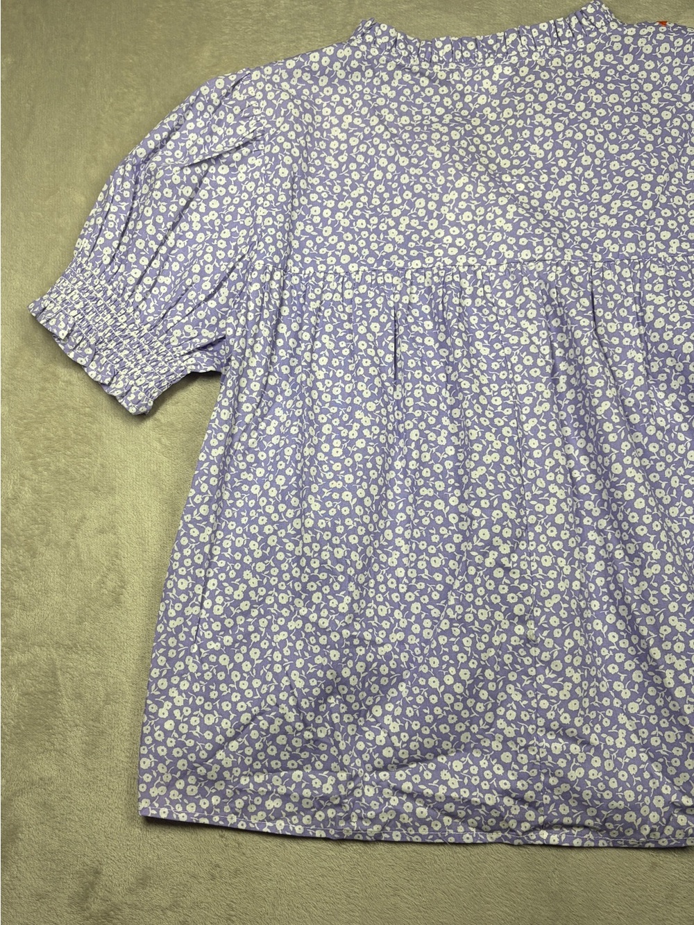 NWT THML Floral Embroidered Purple Orange White Short Puff Sleeve Blouse Small - Picture 9 of 14